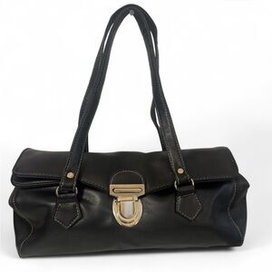 Tiannl Black Shoulder Bag with Silver Buckle